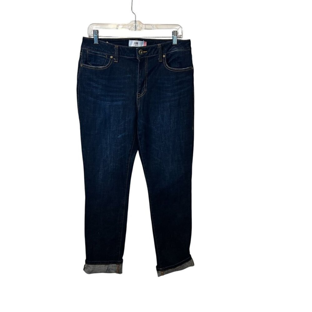 Cabi Womens Dark Wash Denim Jeans Size 10 Medium With Cuffed Hem
